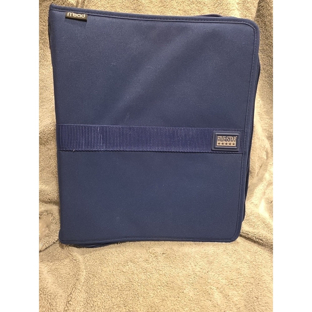 Vintage 1990s Mead Five Star Navy Blue 3‎ Ring First Gear Zipper Binder